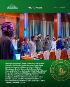 Tinubu's N320m Legion Armed Forces Remembrance Day Pledge